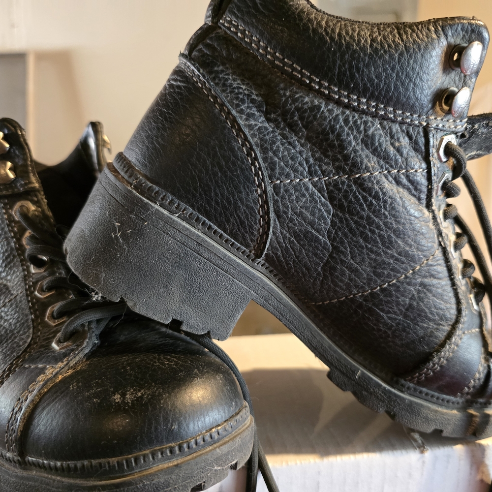 Harley-Davidson Black Lace Up Boots with Rugged Sole